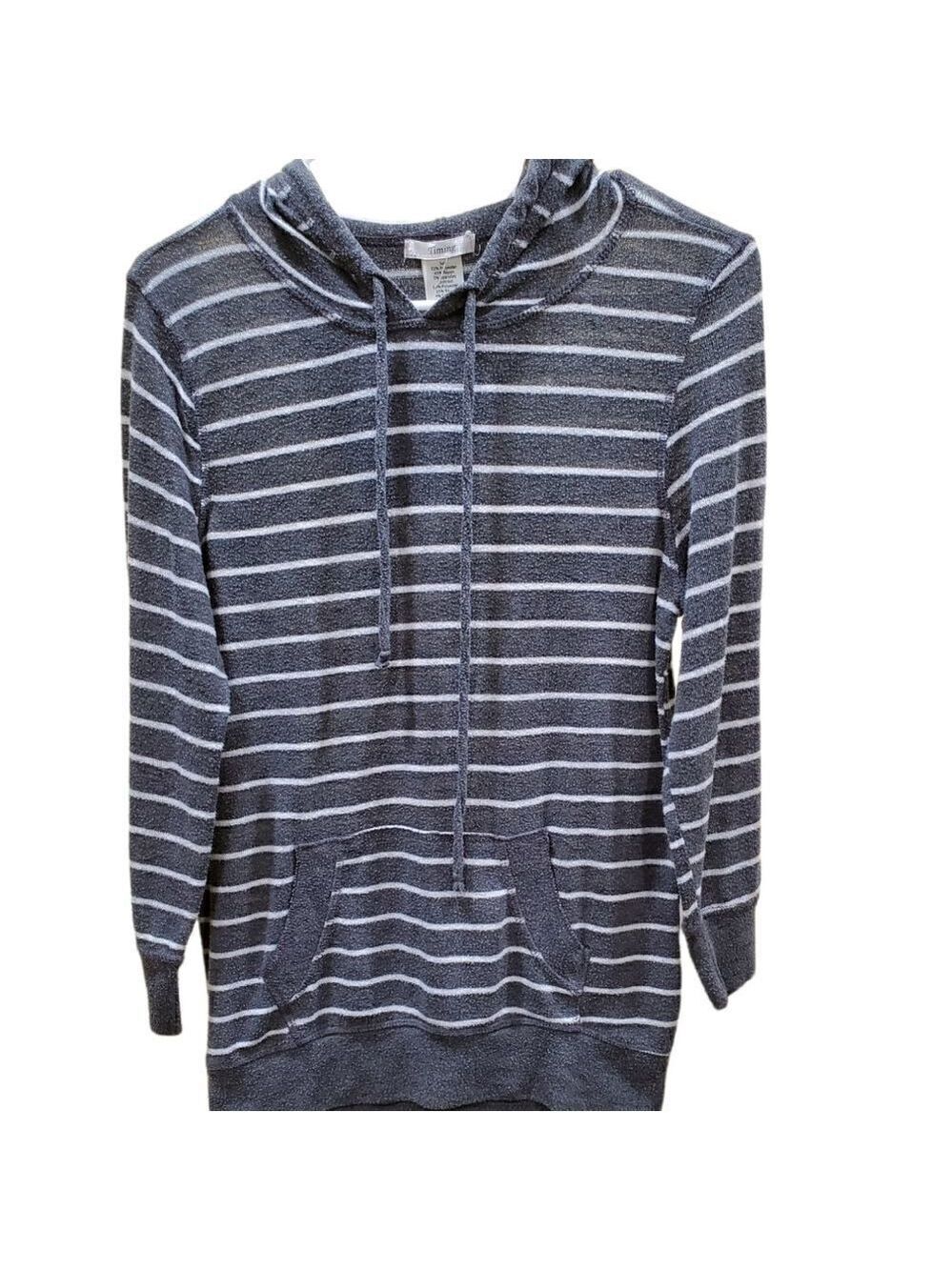 Timing Striped Hoodie XL Gray Lightweight Pullover